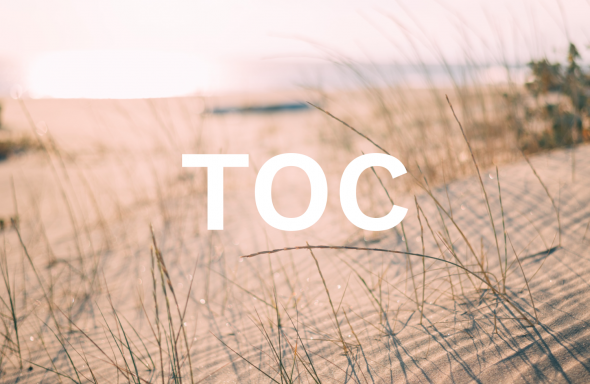 sand dunes as a backdrop to the TOC acronym for Table of Contents