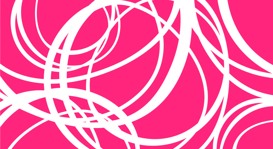 a pink background behind white freehand circular lines